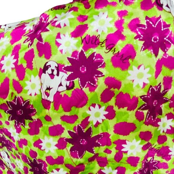 Vintage Fun And Attitude Big Dogs Satin Wild Girl Pajama Set Medium - Picture 3 of 11